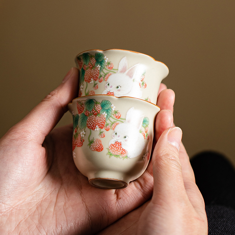 Cốc trà gốm sứ có thể mở bằng gạo màu vàng kiểu Trung Quốc, cốc miệng hoa, cốc Chủ Bộ trà Kung Fu, cốc trà, Cốc thơm