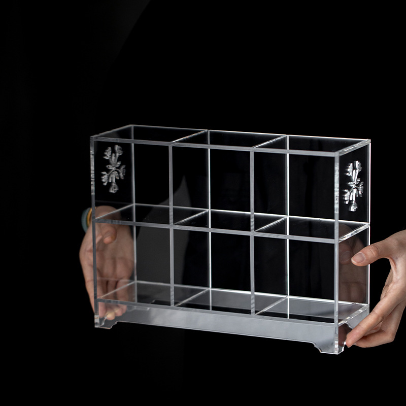 Bộ trà acrylic, ấm trà, kệ trưng bày Duobaoge, kệ lưu trữ để bàn, không có tấm sau, kệ lưới có thể được phát triển