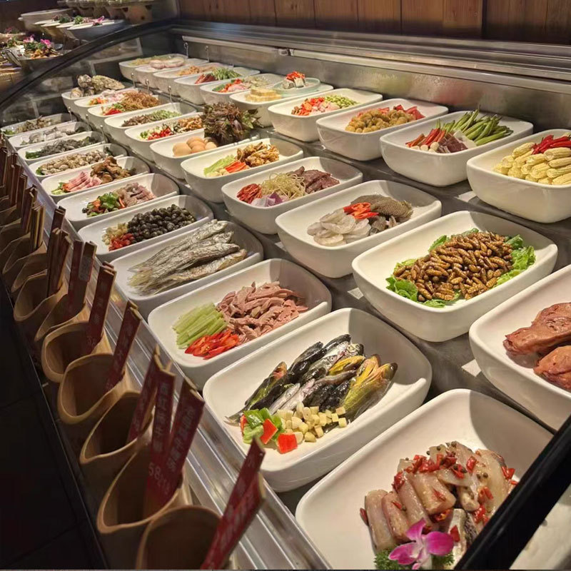 Đĩa trưng bày Ming Pavilion Đĩa món ăn Khách sạn Ming Pavilion Fool Đĩa Rau bản địa Nhà Hàng Buffet Khách sạn Gốm sứ