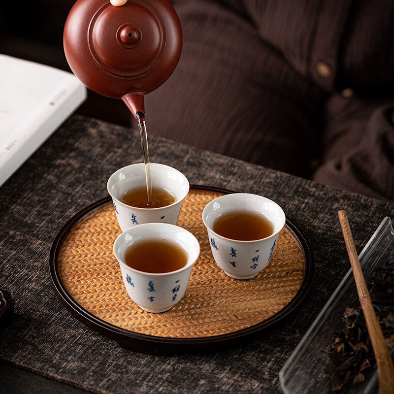 Khay hoa văn chiếu trúc kiểu Nhật dụng cụ trà Kungfu gia dụng đơn giản khay trà khay trà khay trà sáng tạo bàn pha khô cỡ nhỏ lớn