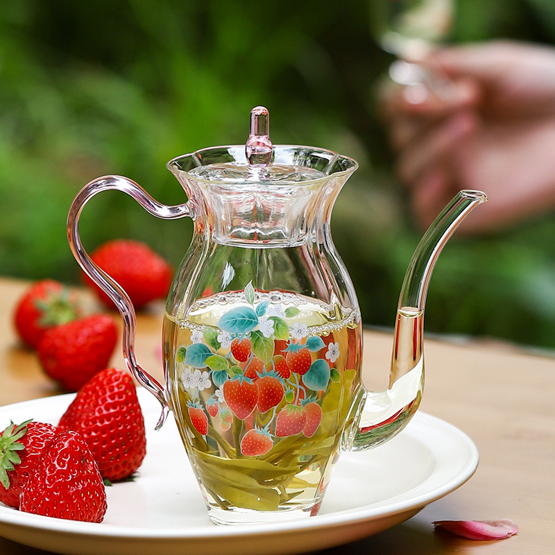 Đồ pha trà giả Song Guifei ấm trà thủy tinh cầm tay dụng cụ pha trà xanh đặc biệt dụng cụ pha trà xung quanh bếp pha trà Bộ Ấm đun nước