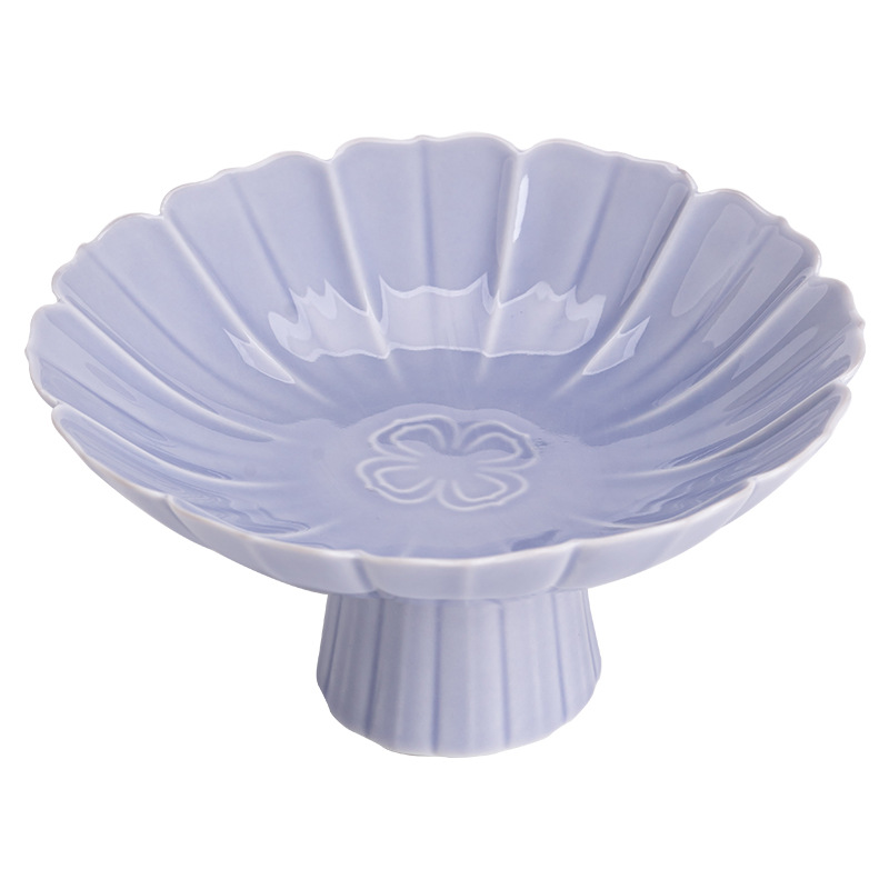 Đĩa trái cây chân cao cánh sen, đĩa giải khát gốm sứ gia dụng, đĩa ăn nhẹ trái cây sấy khô, đĩa ăn nhẹ, đĩa cưới Trà Đạo Thiền cổ điển