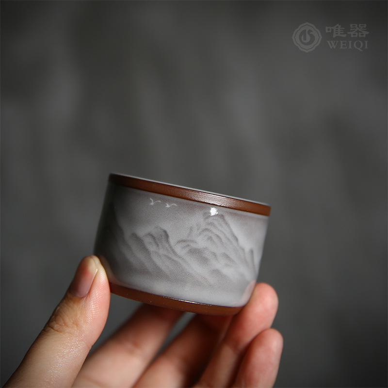 Tách trà gốm sứ Wu Jun Kung Fu, tách trà thủ công, tách trà đơn, tách trà Pu'er, tách trà nhỏ cá nhân dành cho nam và nữ