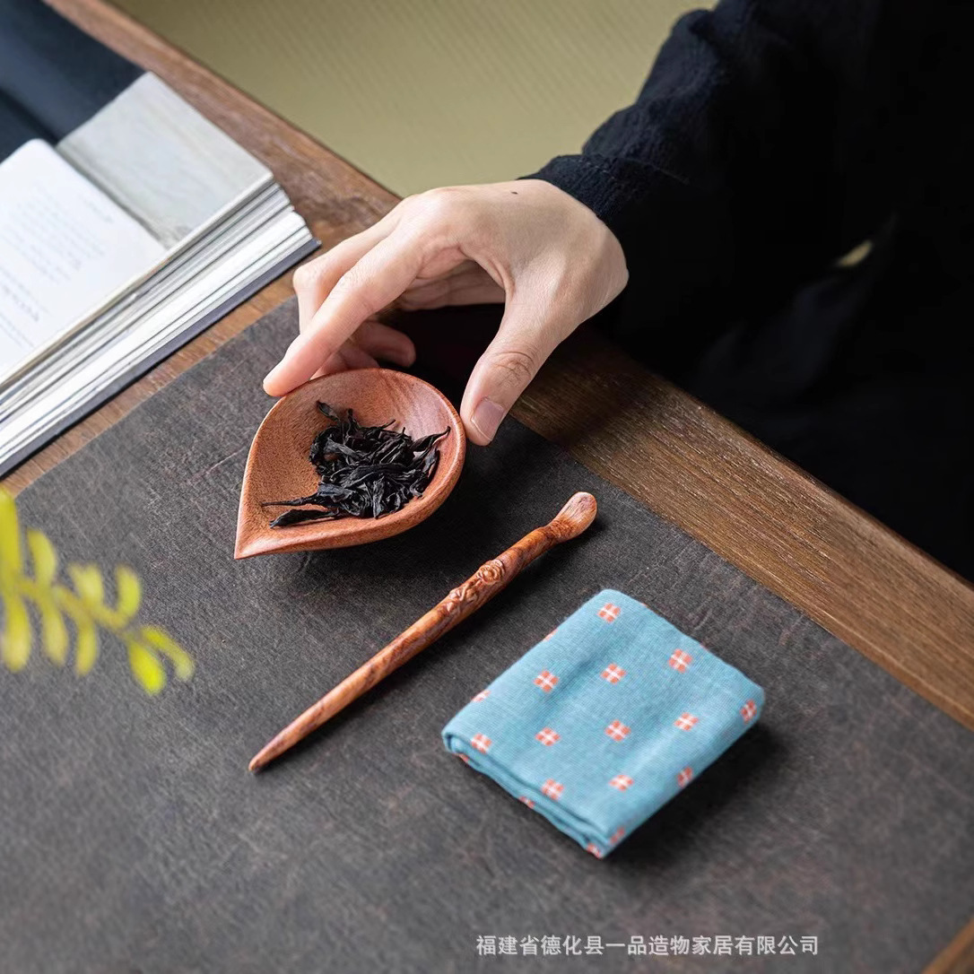 Trà óc chó, đạo cụ trà Kung Fu, gỗ rắn, thưởng trà, khăn trà sen, thìa trà kết hợp nướng trà