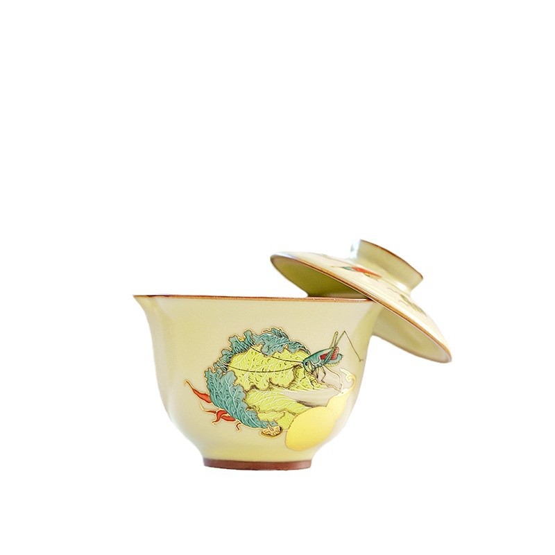 Cốc trà có nắp di chuột Cen Ru bộ trà cao cấp gốm sứ gia dụng có thể di chuột có thể nâng mở