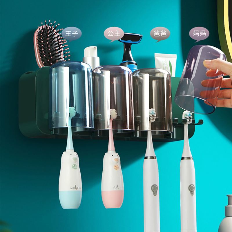 Kệ để bàn chải đánh răng để đánh răng cốc nước súc miệng treo tường nhà vệ sinh không cần đục lỗ treo tường bộ dụng cụ nha khoa điện treo tường