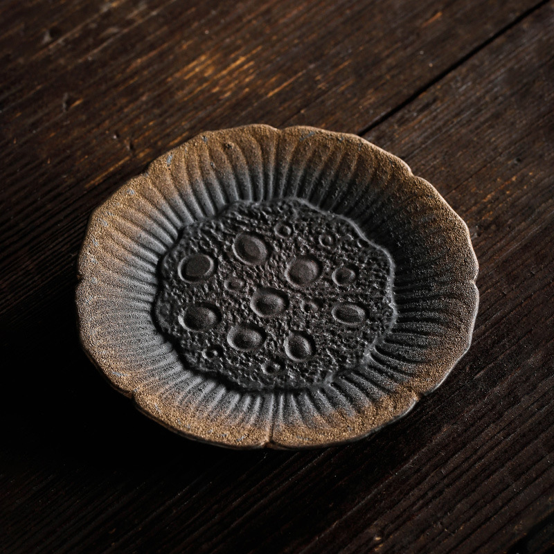 Bán buôn đế lót ly làm thủ công cổ điển, đế cách nhiệt đựng ly trà đất sét đá cũ bằng gốm thô, giá đỡ cốc hoa, phụ kiện Bộ trà Kung Fu gốm sứ