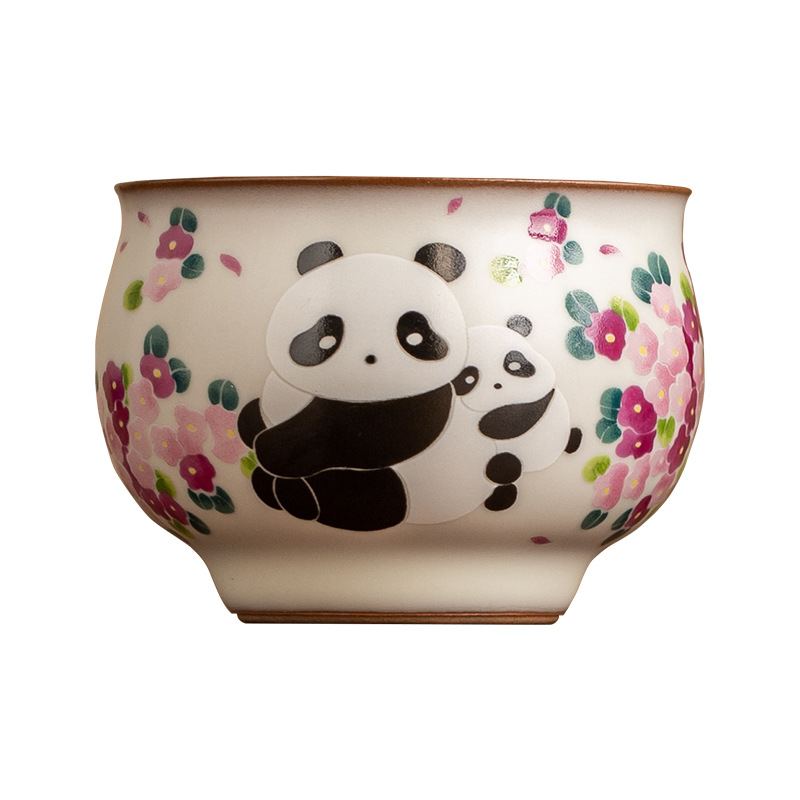 Cốc gấu trúc đông lạnh mỡ lợn, cốc trà, cốc trà nữ giá trị cao, cốc chủ sở hữu bộ trà Kung Fu có thể được nâng lên, cốc đơn