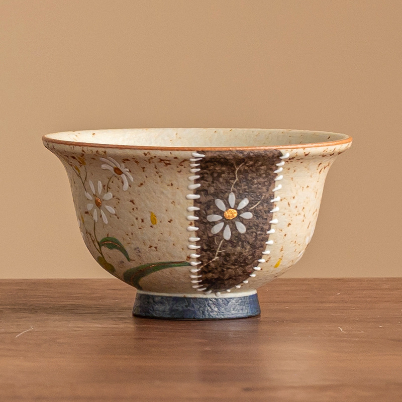 Màu xanh và trắng đá lửa đỏ bộ trà cổ điển tách trà cốc chủ nhân vẽ tay hoa cúc nhỏ cốc trà cốc trà gia dụng