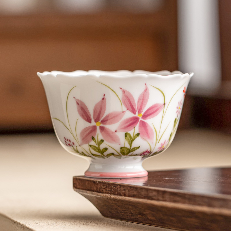 Cốc trà Trung Quốc màu xám thực vật cốc chủ nhân cốc đơn vẽ tay hoa cúc chuồn chuồn nụ hoa cốc sản phẩm gia dụng cốc trà cốc uống trà