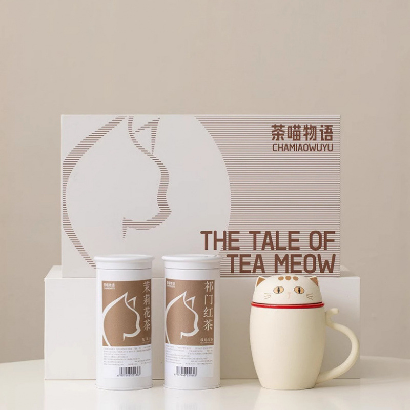 Tách trà gốm sứ mèo văn hóa và sáng tạo Tử Cấm Thành có nắp lọc, quà tặng cưới, quà lưu niệm, sẵn sàng giao hàng