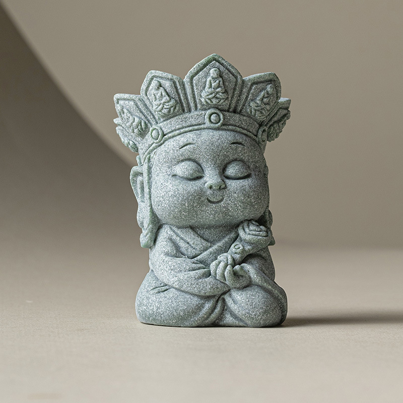 Đá sa thạch xanh kiểu Trung Quốc không nói nên lời Phật tốt lành Ruyi Zen trà thú cưng bể cá trang trí nhỏ trang trí chơi trà để bàn