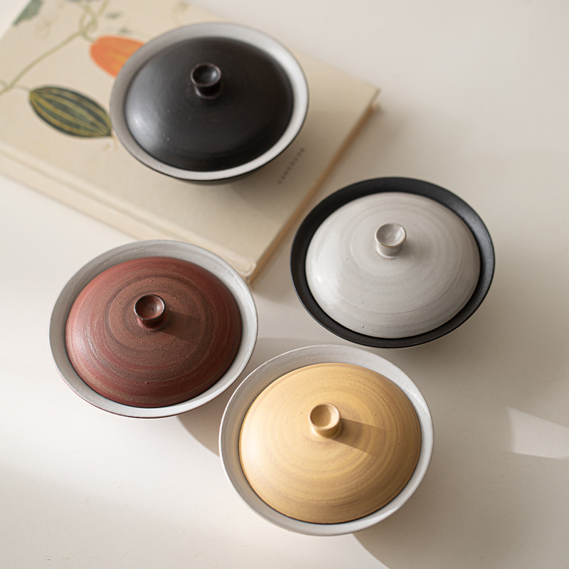 Fan Yin Yuan Xi Rộng Rãi Nắp Bát trà thủ công phong cách wabana Ji Phong cách cổ điển Bát trà lớn sáng tạo Cốc trà Bộ trà Kung Fu