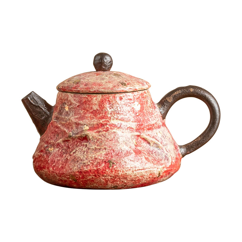 Ấm trà nhỏ bằng gốm sơn mỏ tinh xảo, ấm móng cột bằng vàng, dụng cụ pha trà kungfu cổ điển gia dụng, dụng cụ pha trà