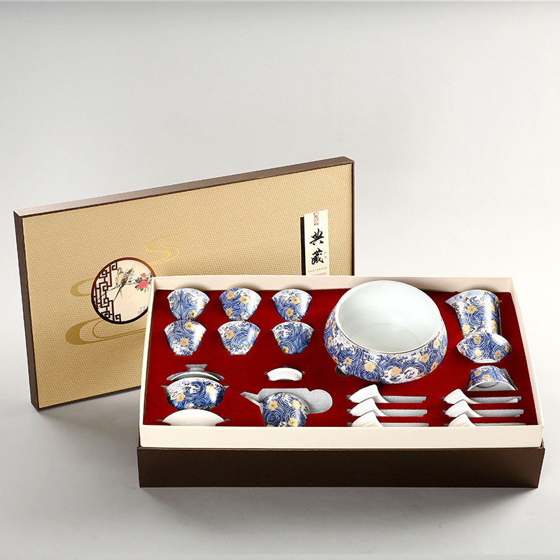 Bộ ấm trà Kung Fu tráng men gia dụng ấm trà gốm sứ cổ điển cao cấp phong cách Trung Quốc Bộ ấm trà uống trà trọn bộ