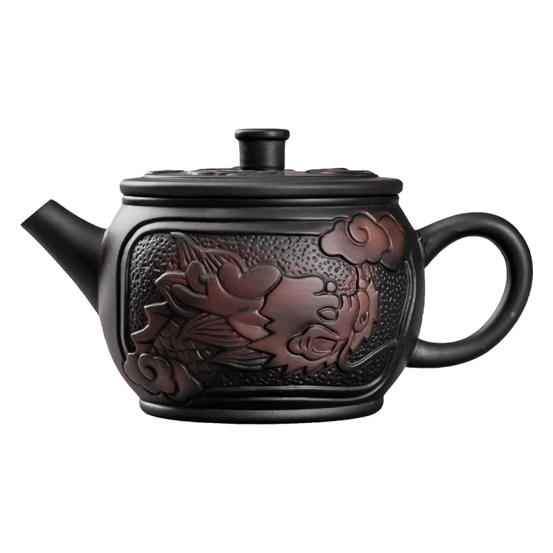 Ấm trà Gốm Tím dụng cụ trà gốm sứ gia dụng Kung Fu ấm trà cầm tay Gốm Tím ấm pha trà cầm tay