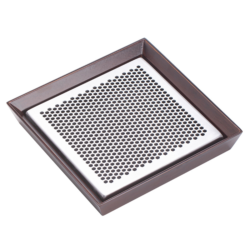 Khay trà pha khô hợp kim gỗ tre khay trà gia dụng bàn trà nhỏ văn phòng kiểu trữ nước đơn giản dụng cụ trà Kung Fu