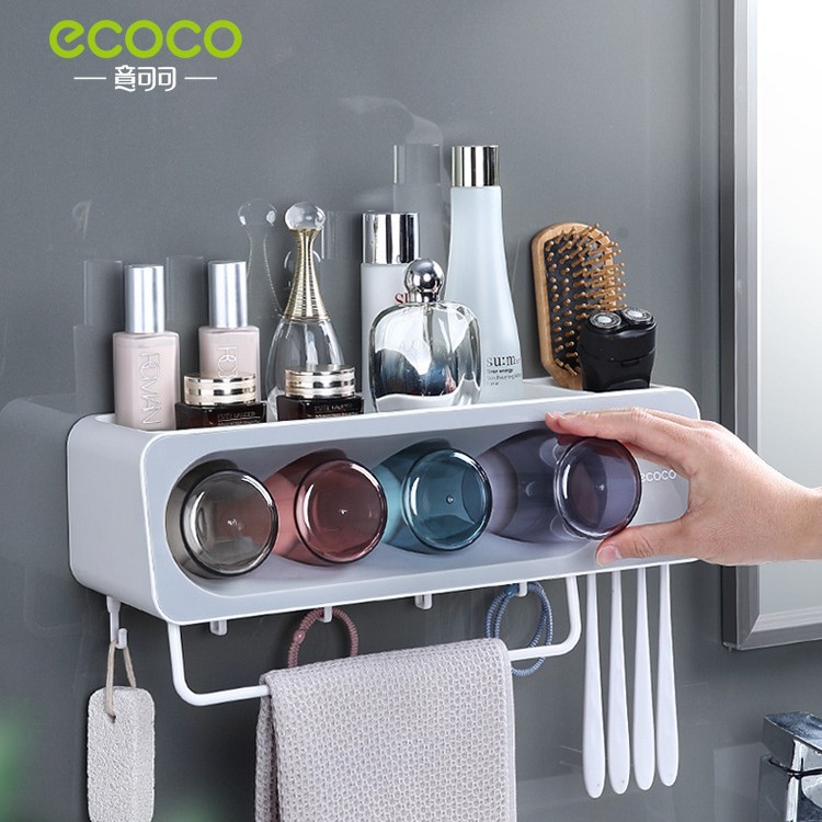 Giá để bàn chải đánh răng, cốc đựng bàn chải, cốc đựng bàn chải, phòng tắm treo tường, không cần đục lỗ, giá để đồ nổi tiếng trên mạng, bộ lọ đựng đồ