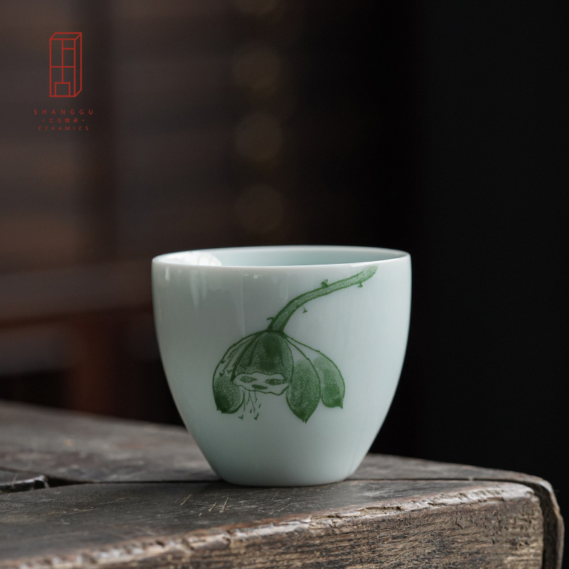 Bộ trà men ngọc vẽ tay, tách trà Kung Fu, tách trà, tách trà, tách chủ nhân cá nhân, tách trà gốm sứ