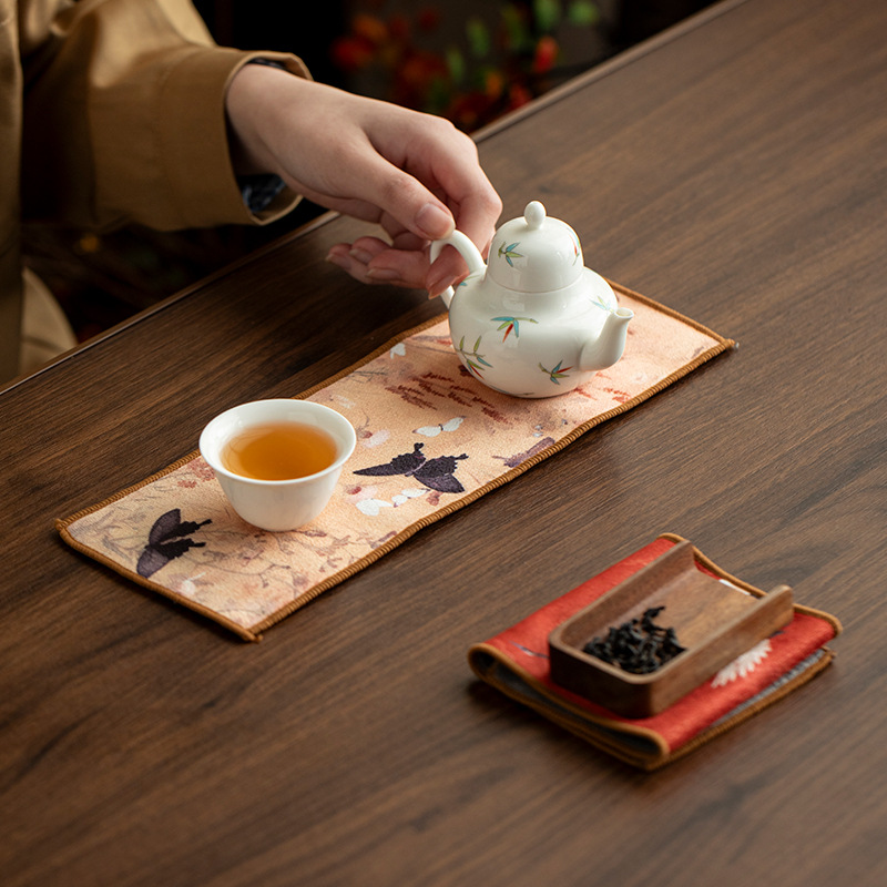 Vải khăn trà dày thấm nước cao cấp Trung Quốc nhỏ bàn trà khăn chuyên dụng khăn lau khăn nâng ấm phong cách Trung Quốc đệm phong cách Trung Quốc