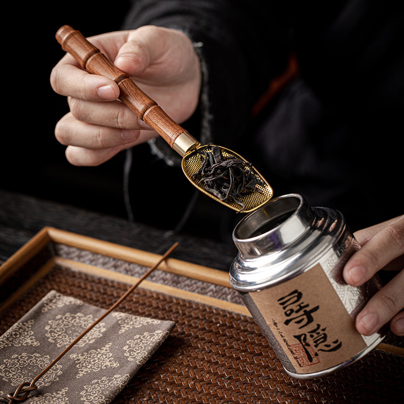 Muỗng cà phê cán dài bằng gỗ mun, muỗng trà Kung Fu, muỗng trà đơn, muỗng trà, phụ kiện trà