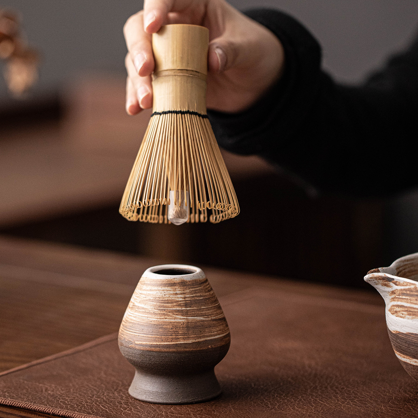 Lò nung thay đổi Matcha gốm thô bốn mảnh bình trà Nhật Bản Baibenli Matcha dụng cụ trà bát trà thìa trà thời Tống