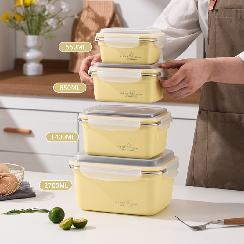 Cắm trại với thực phẩm trái cây tủ lạnh làm lạnh niêm phong hộp giữ tươi xuyên biên giới thép không gỉ 304 lò vi sóng sưởi ấm hộp cơm