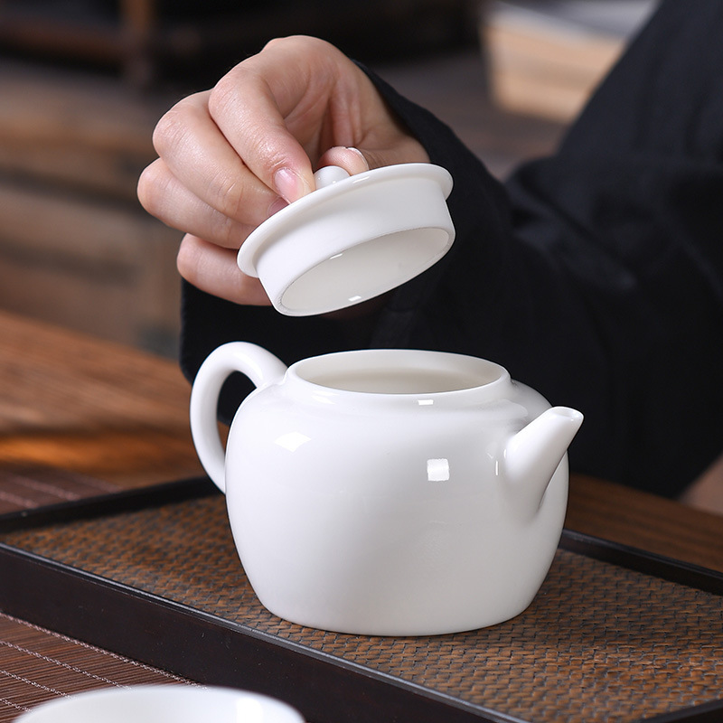 Ấm trà gốm sứ trắng ngọc bích Dehua ấm trà gia dụng có lưới lọc ấm làm đẹp bộ ấm trà Kung Fu đơn bán buôn