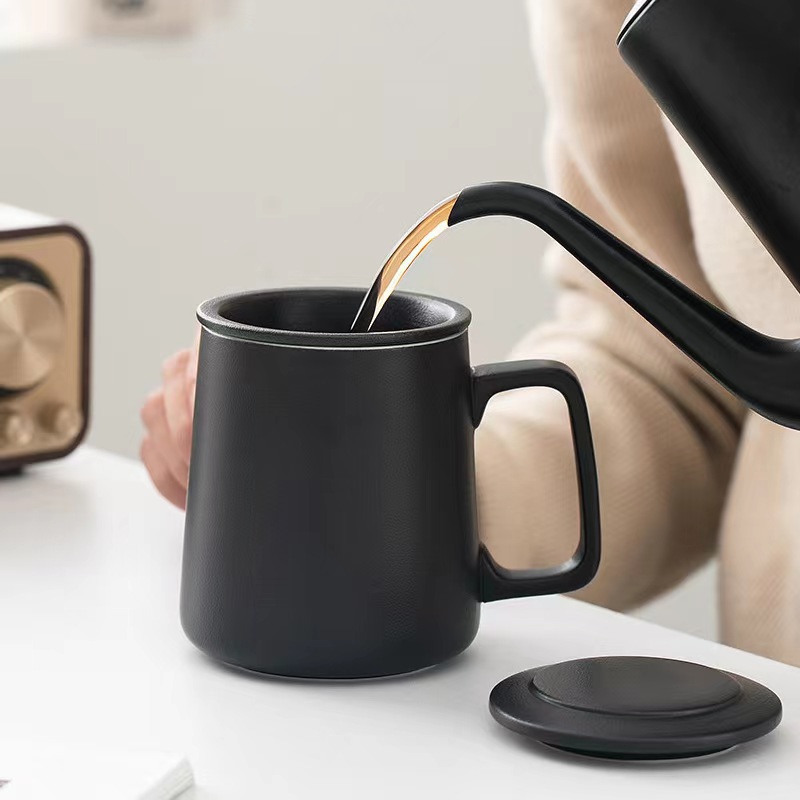 Gốm sứ hình học đơn giản nhà văn phòng tách trà tách trà Cốc văn phòng có nắp lọc cốc nước Mark