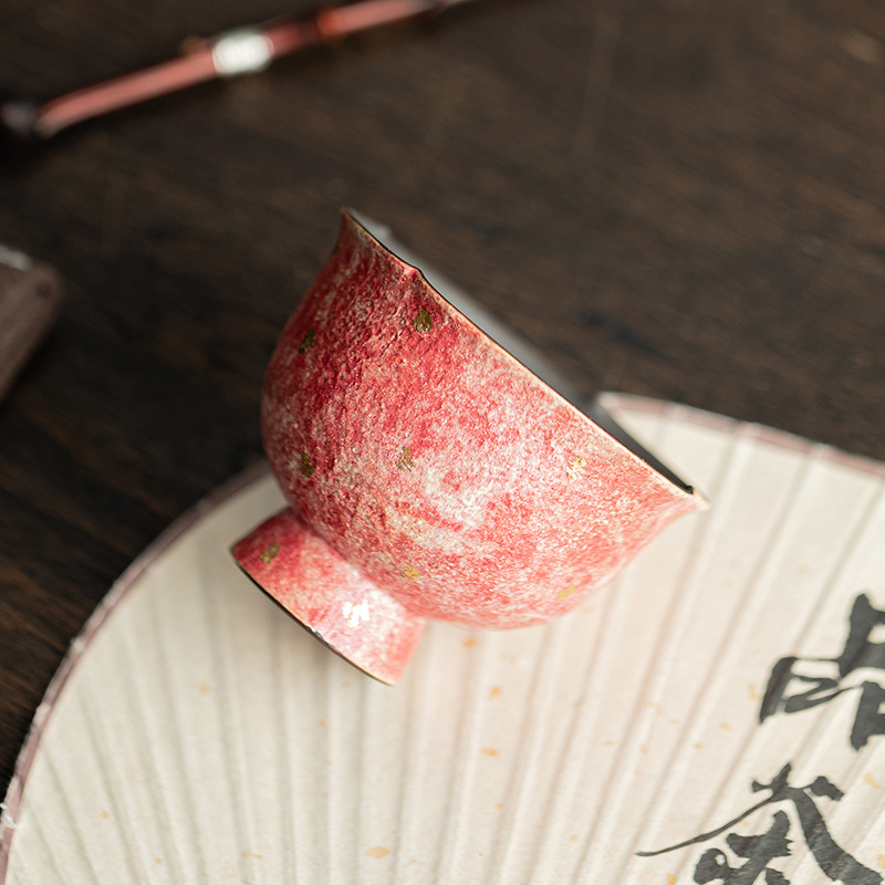 Đá mỏ gốm vẽ miệng hoa cốc cao cốc uống trà thủ công gốm sứ Trung Quốc cốc uống trà cốc trà cá nhân cốc đơn