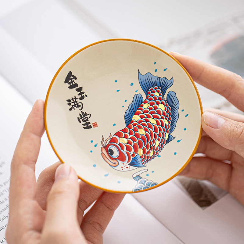 Đế lót ly bằng gốm có họa tiết ngọc bích, Thảm cách nhiệt chống trượt, Giá đỡ cốc gia dụng cổ điển, Đĩa trà, Giá đỡ nồi, Phụ kiện trà đạo.