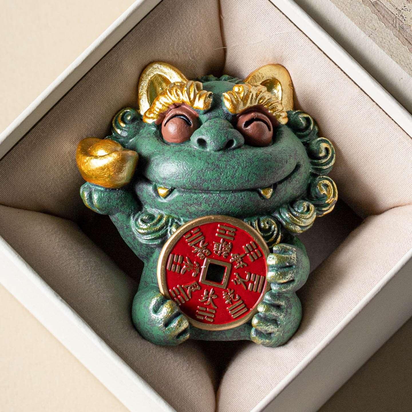 Đồ trang trí sáng tạo để bàn bằng đá sa thạch xanh may mắn nhà xưởng