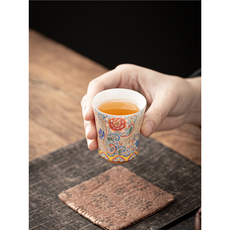 Cung điện phong cách sterling bạc cloisonné men màu chủ sở hữu cốc trà cốc đơn tách trà trà bộ trà gốm cá nhân bán buôn