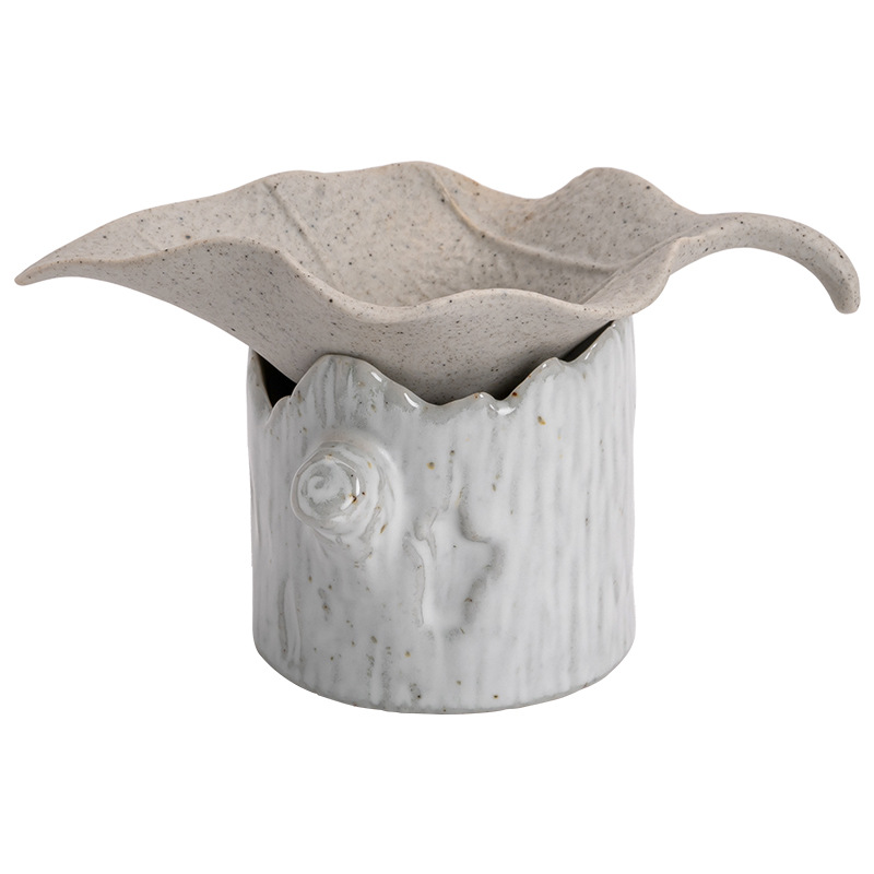 Bộ Lọc gốc trà lá gốm thô, bộ lọc gốc cây, bộ lọc tích hợp gốm sứ, bộ lọc trà, phụ kiện trà đạo cách ly trà
