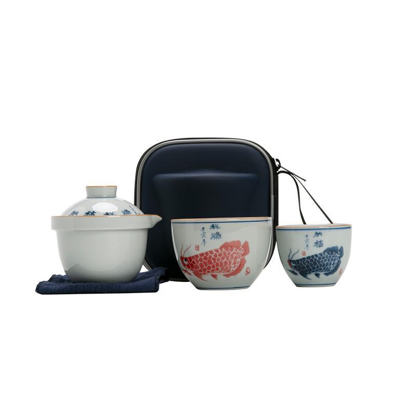 Cốc hành khách nhanh Túi lưu trữ gốm sứ Rồng đỏ Nồi đặc biệt cá nhân Trà Kung Fu Trà Trà Cốc du lịch di động trên ô tô