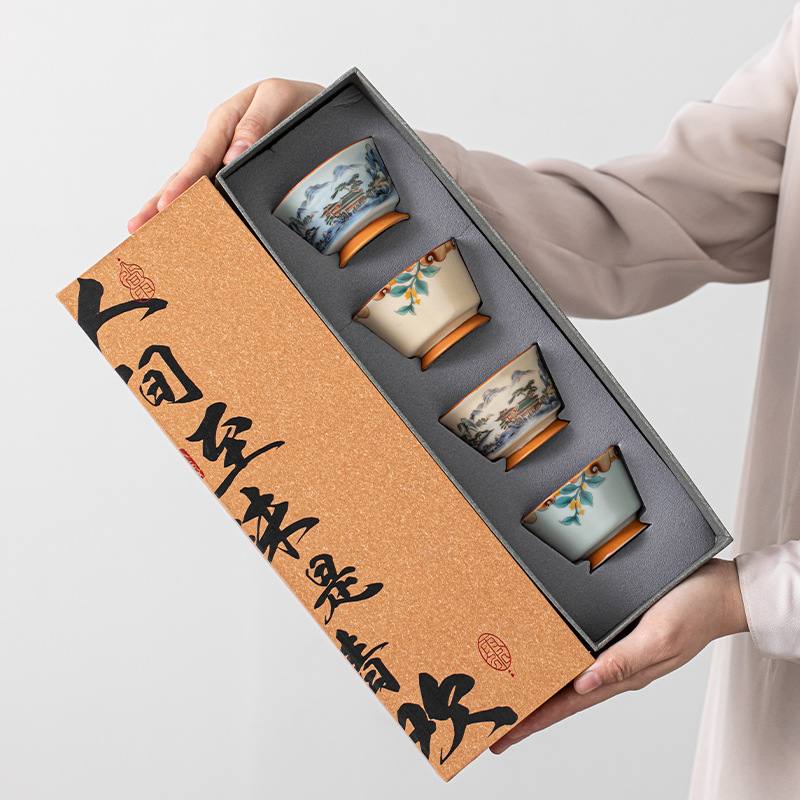 Bộ ấm chén trà Ru Kiln cao cấp, cỡ lớn, quà tặng doanh nghiệp, ngân hàng, quà lưu niệm