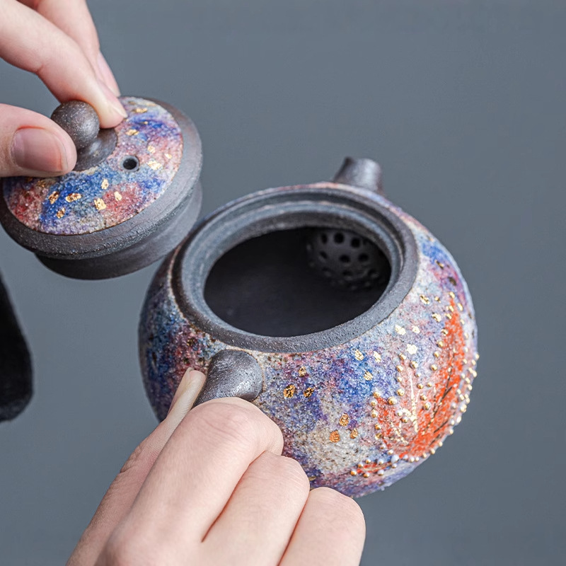 Ấm trà Jianzhan bằng đá mỏ đầy màu sắc thủ công cao thủ ấm trà Xi Shi ấm trà cổ điển gia dụng bộ trà Kung Fu