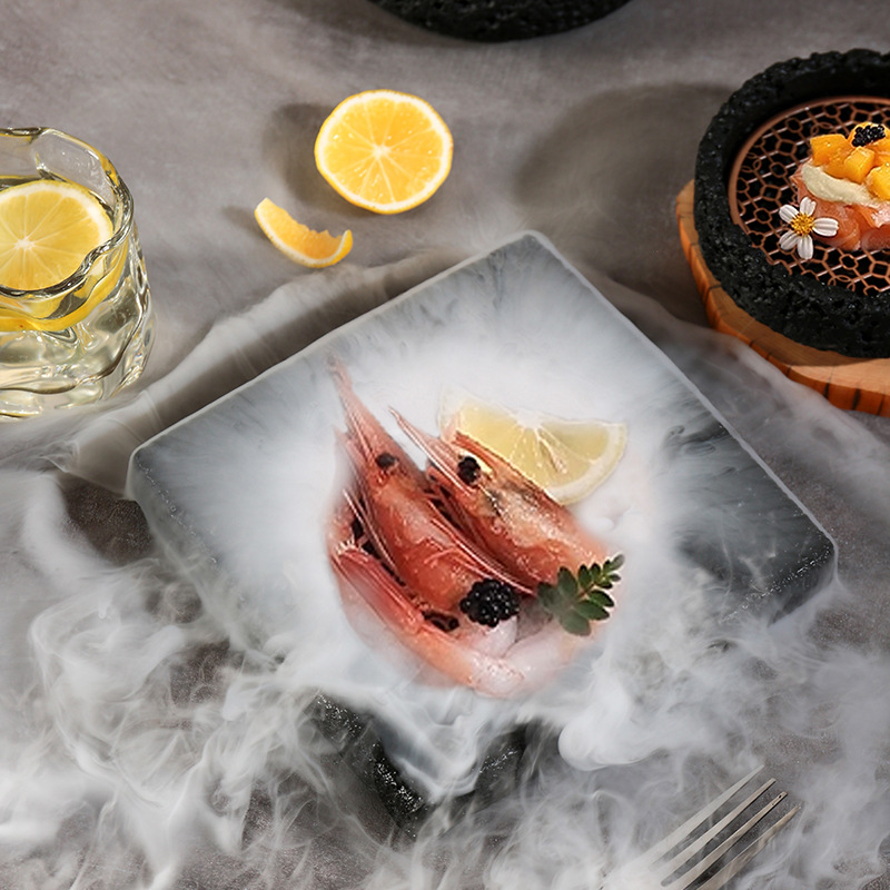 Nhà hàng trên đá núi lửa khói cốc câu lạc bộ món ăn đặc biệt của Pháp, món ăn, món ăn phân tử, bộ đồ ăn hình cầu sáng tạo