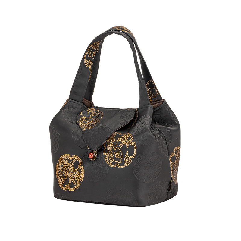 Túi đựng trà lụa đan xen kiểu Trung Quốc Túi đựng đồ Bộ trà du lịch ngoài trời xách tay Túi đựng cốc trà gấm Túi vải ấm trà