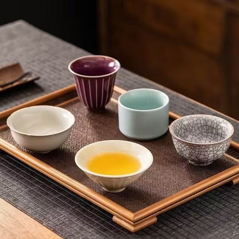Năm cốc trà lò nung nổi tiếng, cốc gốm chủ nhân, hộp quà tặng, Tết Trung thu, quà tặng người lớn tuổi, cốc đơn