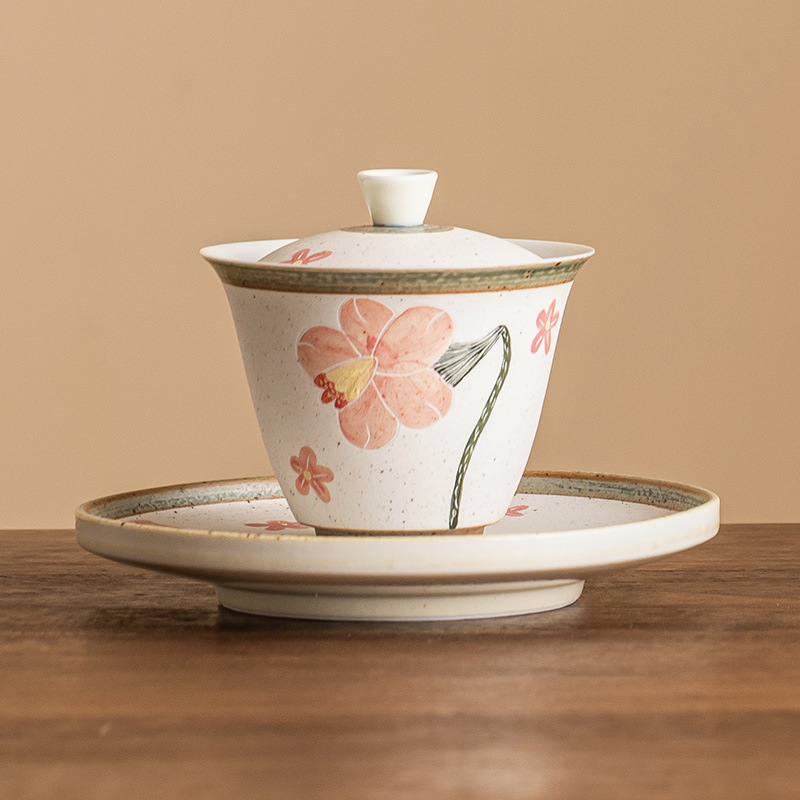 Bát hai nắp cao cấp, bát trà hoa chuông có nắp, cốc trà kungfu gia dụng chống bỏng dung tích lớn