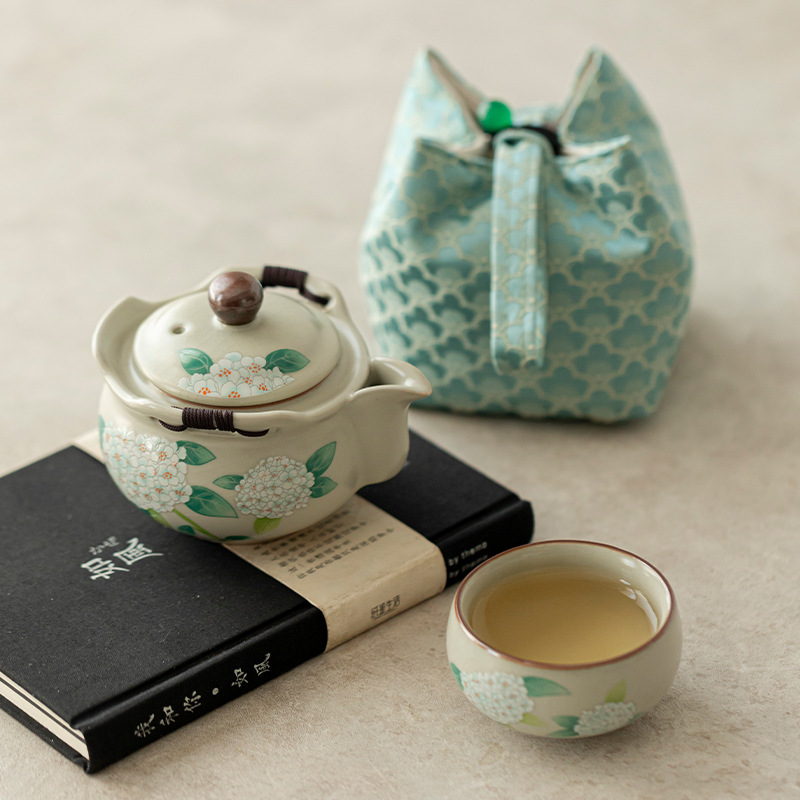 Bộ trà du lịch lò Chupu Ru, túi lưu trữ một ấm một cốc sang trọng, cốc khách nhanh cầm tay ngoài trời, quà lưu niệm bằng gốm