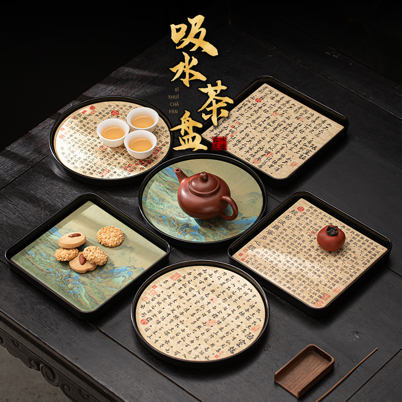 Khay trà loại nhỏ hút nước kiểu Trung Quốc, khay trà kiểu Trung Quốc, khay trà kiểu Trung Quốc, phụ kiện Bộ trà Kung Fu