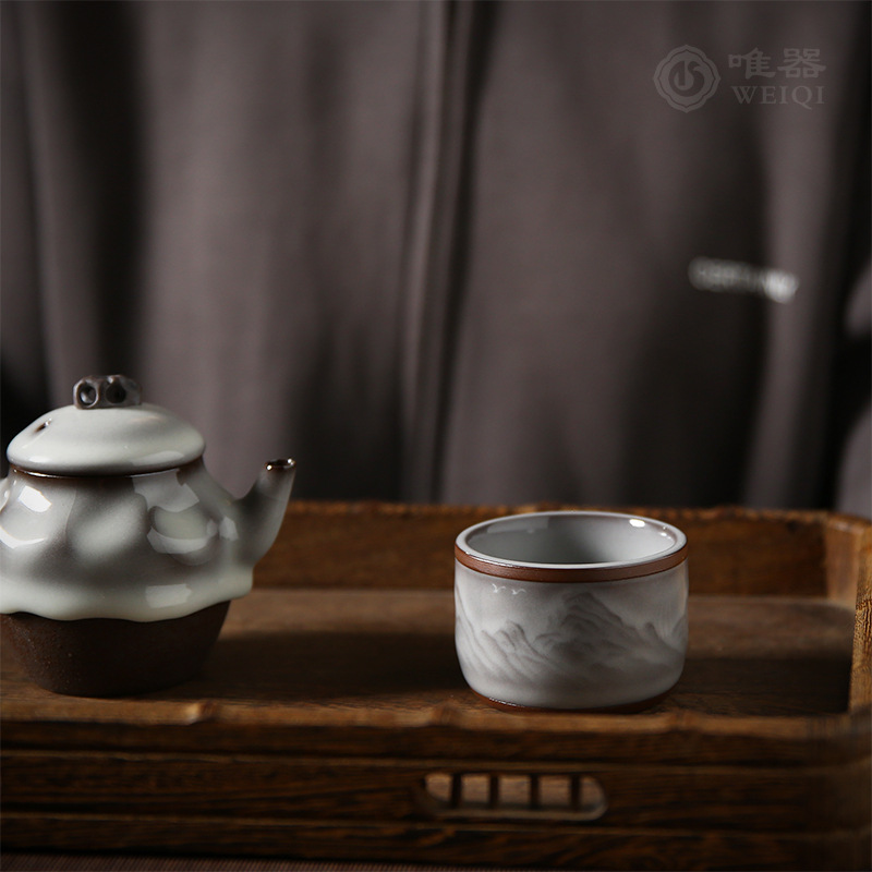 Tách trà gốm sứ Wu Jun Kung Fu, tách trà thủ công, tách trà đơn, tách trà Pu'er, tách trà nhỏ cá nhân dành cho nam và nữ