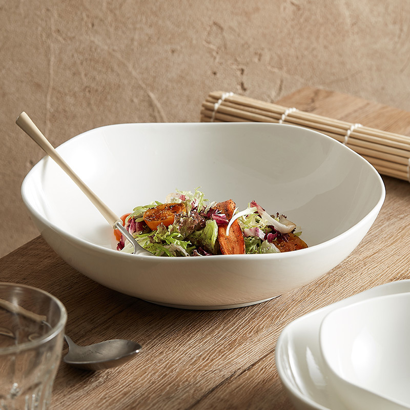 Bát và đĩa sứ Dehua dùng trong nhà, mẫu mới cao cấp 2025, dành cho câu lạc bộ, khách sạn, nhà hàng, bát salad kiểu sóng, bát súp mì kiểu Nhật