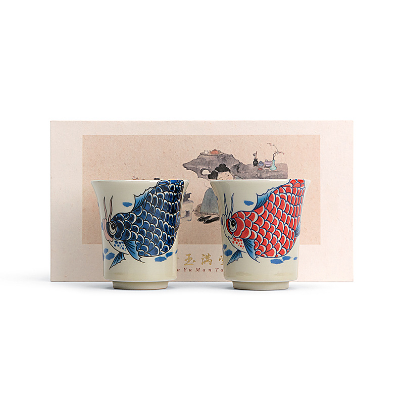 Cốc trà Kung Fu Jingdezhen, cốc chủ nhân, bộ trà dành riêng cho nam và cá nhân, cốc trà, cốc đơn cá chép kiểu Nhật, gốm sứ
