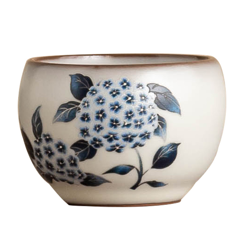 Cốc trà Ruyao cốc chủ nhân cốc mỡ lợn đông lạnh hoa cẩm tú cầu Ruqing cốc tròn đựng trà Kung Fu cốc trà dung tích lớn chống bỏng