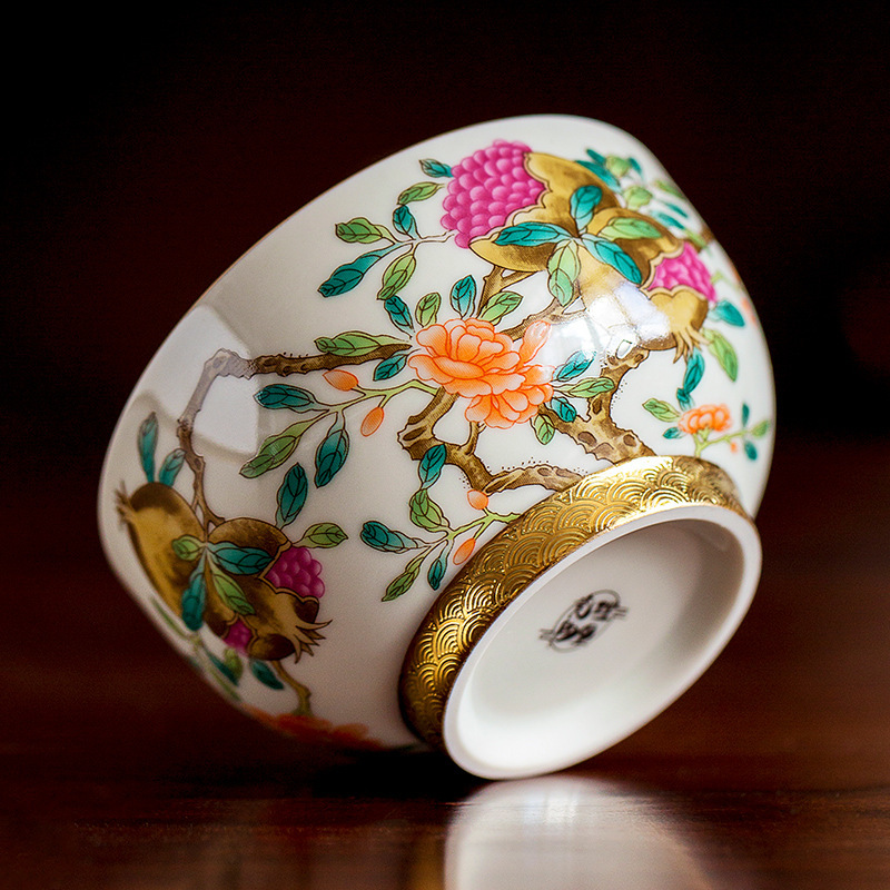 Cốc trà cổ vẽ tay nguyên chất, cốc trà, cốc chủ nhân, cốc đơn cá nhân, bộ trà Kung Fu gốm sứ Trung Quốc tráng men màu