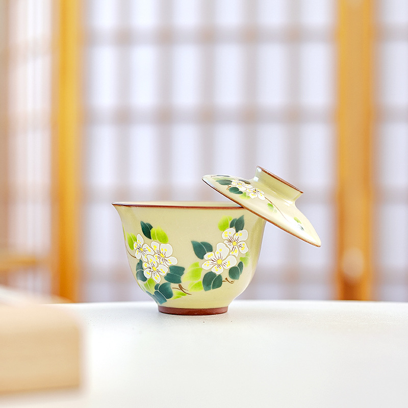 Cốc trà có nắp di chuột Cen Ru bộ trà cao cấp gốm sứ gia dụng có thể di chuột có thể nâng mở