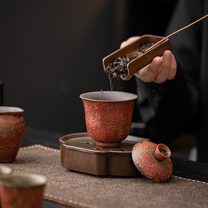 Bát có nắp thứ hai màu đỏ Manshan, gốm sứ bùn đá cổ điển, bát trà không nóng, cốc trà dung tích lớn, dụng cụ trà Kung Fu